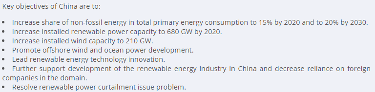 China 13th Renewable Energy Development Five Year Plan (2016-2020)